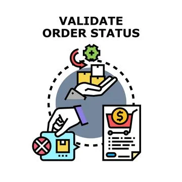 Validating order status and delivery tracking process Stock Illustration