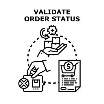 Validating order status and delivery tracking process Stock Illustration
