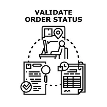 Validating order status checking delivery process Stock Illustration