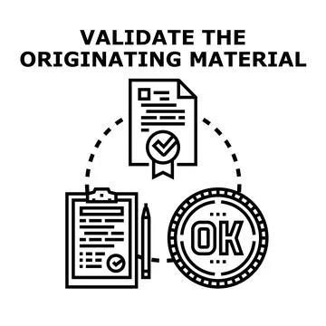 Validating originating material for quality assurance process Stock Illustration