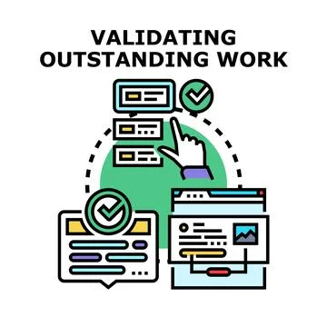 Validating outstanding work creating success approval process Stock Illustration