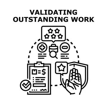 Validating outstanding work performance evaluation concept Stock Illustration