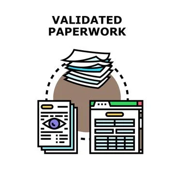 Validating paperwork concept for document management system Stock Illustration