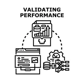 Validating performance measuring business data analysis metrics Stock Illustration
