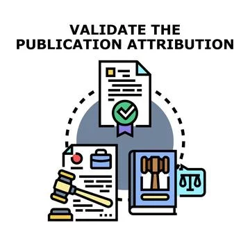 Validating publication attribution legal document certification Stock Illustration