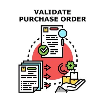 Validating purchase order process with document approval 스톡 일러스트