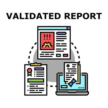 Validating report process management and quality assessment Stock Illustration