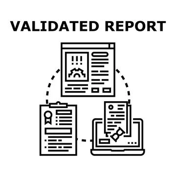 Validating report process management and quality assessment Stock Illustration
