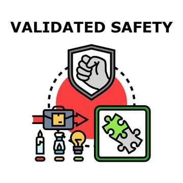 Validating safety security and risk management Illustrazione stock