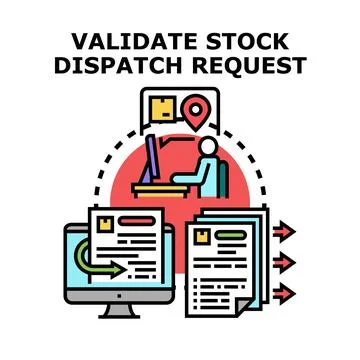 Validating stock dispatch request order process Stock Illustration