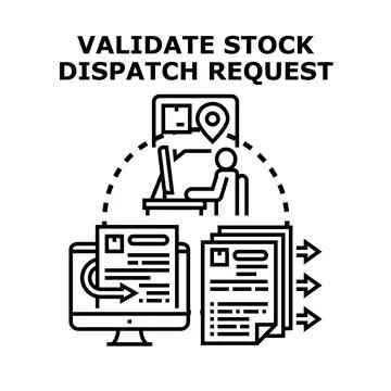 Validating stock dispatch request order process Stock Illustration