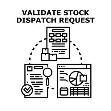 Validating stock dispatch request process for inventory management Stock Illustration