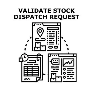 Validating stock dispatch requests for effective inventory management Stock Illustration