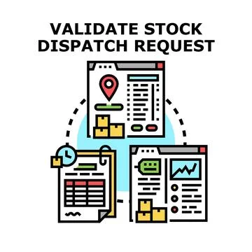Validating stock dispatch requests for effective inventory management Stock Illustration