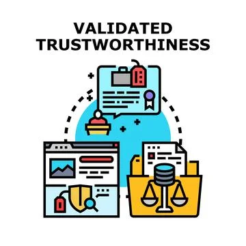 Validating trustworthiness concept, legal compliance and data protection Illustrazione stock