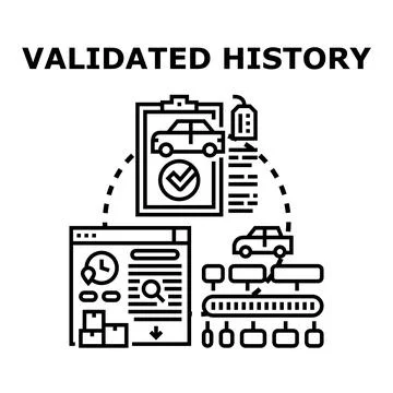 Validating used car history checking process Stock Illustration