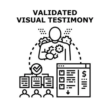 Validating visual testimony concept for business analytics Stock Illustration
