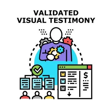 Validating visual testimony concept for business analytics Stock Illustration