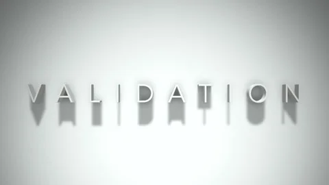Validation 3D title animation with shadows on a white background Stock Footage 296493181