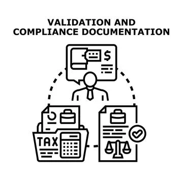 Validation and compliance documentation for tax and legal procedures Иллюстрация
