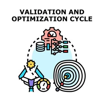 Validation and optimization cycle concept illustration Ilustración de archivo