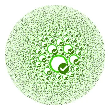 Validation Circle Icon Round Bubble Collage Stock Illustration