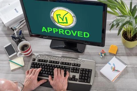 Validation concept on a computer Foto stock