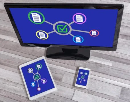 Validation concept on different devices Stock Photos