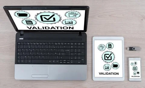 Validation concept on different devices Stock Photos