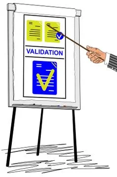 Validation concept drawn on a flipchart Illustrazione stock