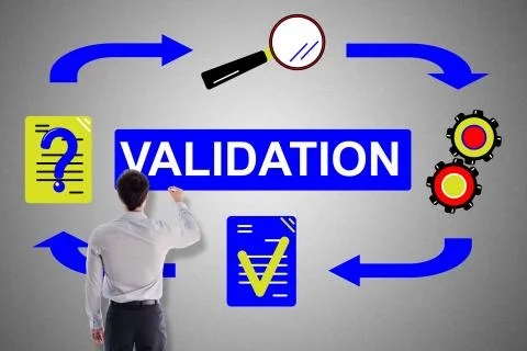 Validation concept drawn by a man Foto stock