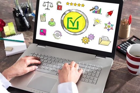 Validation concept on a laptop screen Stock Photos