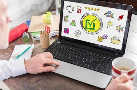 Validation concept on a laptop screen 库存照片