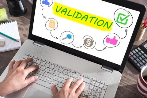Validation concept on a laptop screen Stock Photos