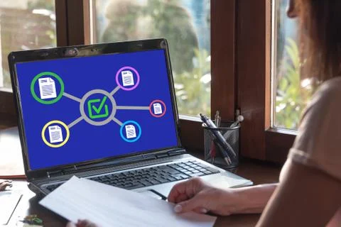 Validation concept on a laptop screen Stock Photos
