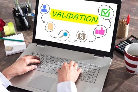 Validation concept on a laptop screen 库存照片