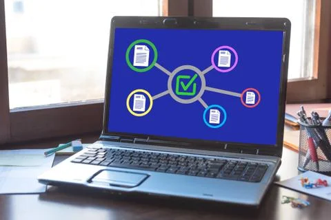 Validation concept on a laptop screen Stock Photos