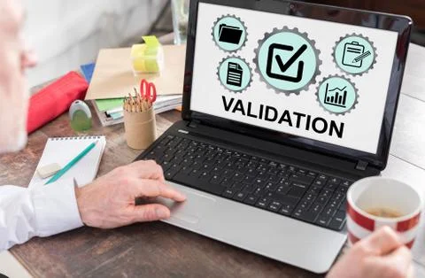 Validation concept on a laptop screen 库存照片