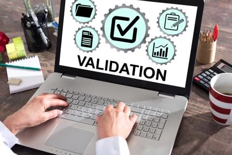 Validation concept on a laptop screen 库存照片
