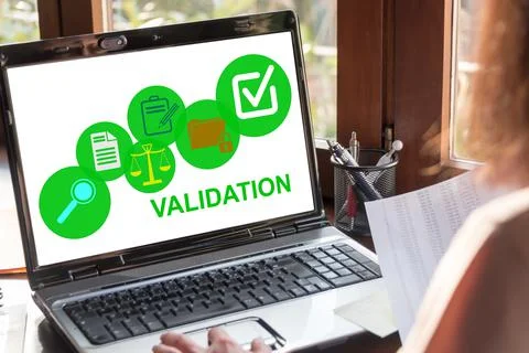 Validation concept on a laptop screen 库存照片