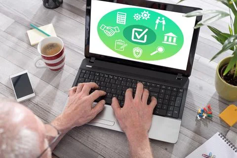 Validation concept on a laptop screen Stock Photos