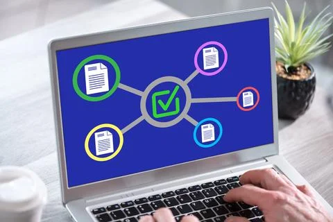 Validation concept on a laptop screen Stock Photos