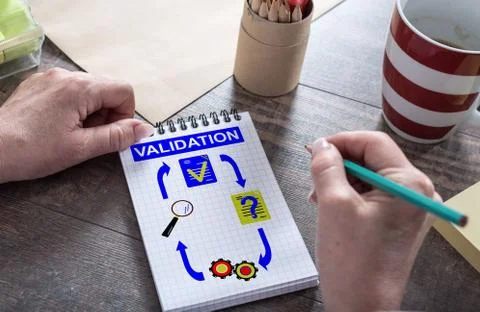 Validation concept on a notepad Stock Photos