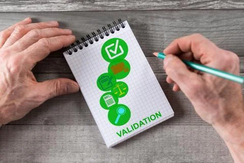 Validation concept on a notepad Foto stock