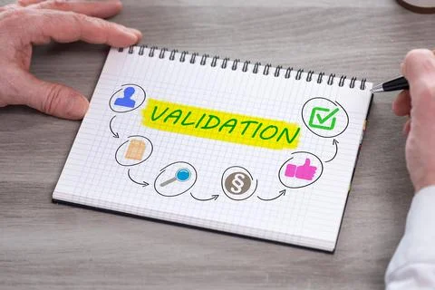 Validation concept on a notepad Foto stock