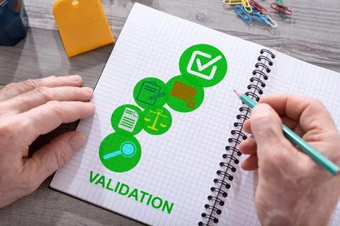 Validation concept on a notepad Stock Photos