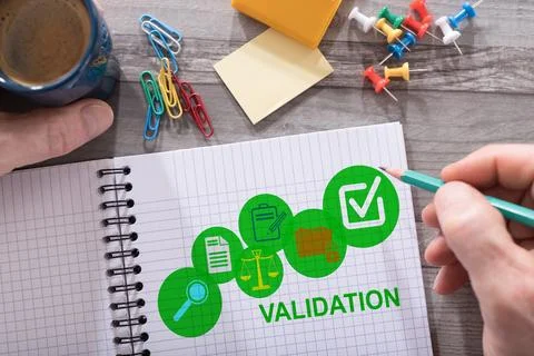 Validation concept on a notepad Stock Photos