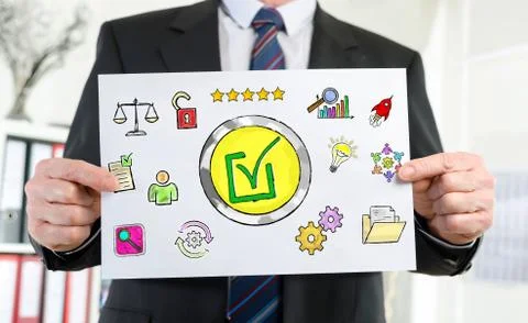 Validation concept shown by a businessman Stock Photos