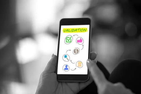Validation concept on a smartphone Stock Photos