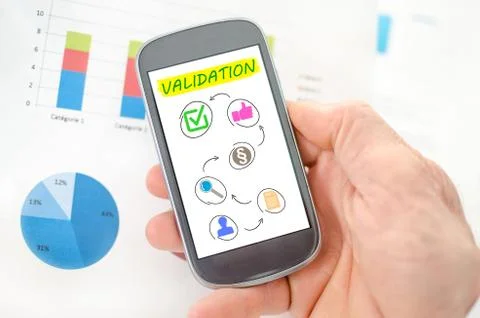 Validation concept on a smartphone Stock Photos